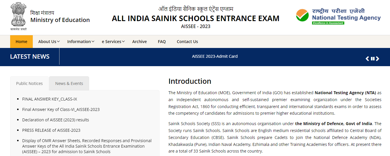 Sainik School Cut Off