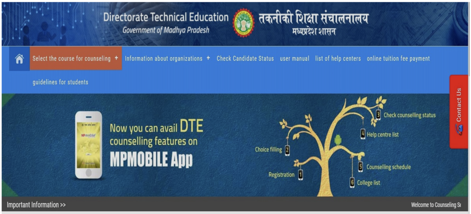 Mp Dte Counselling 2024 date Registration